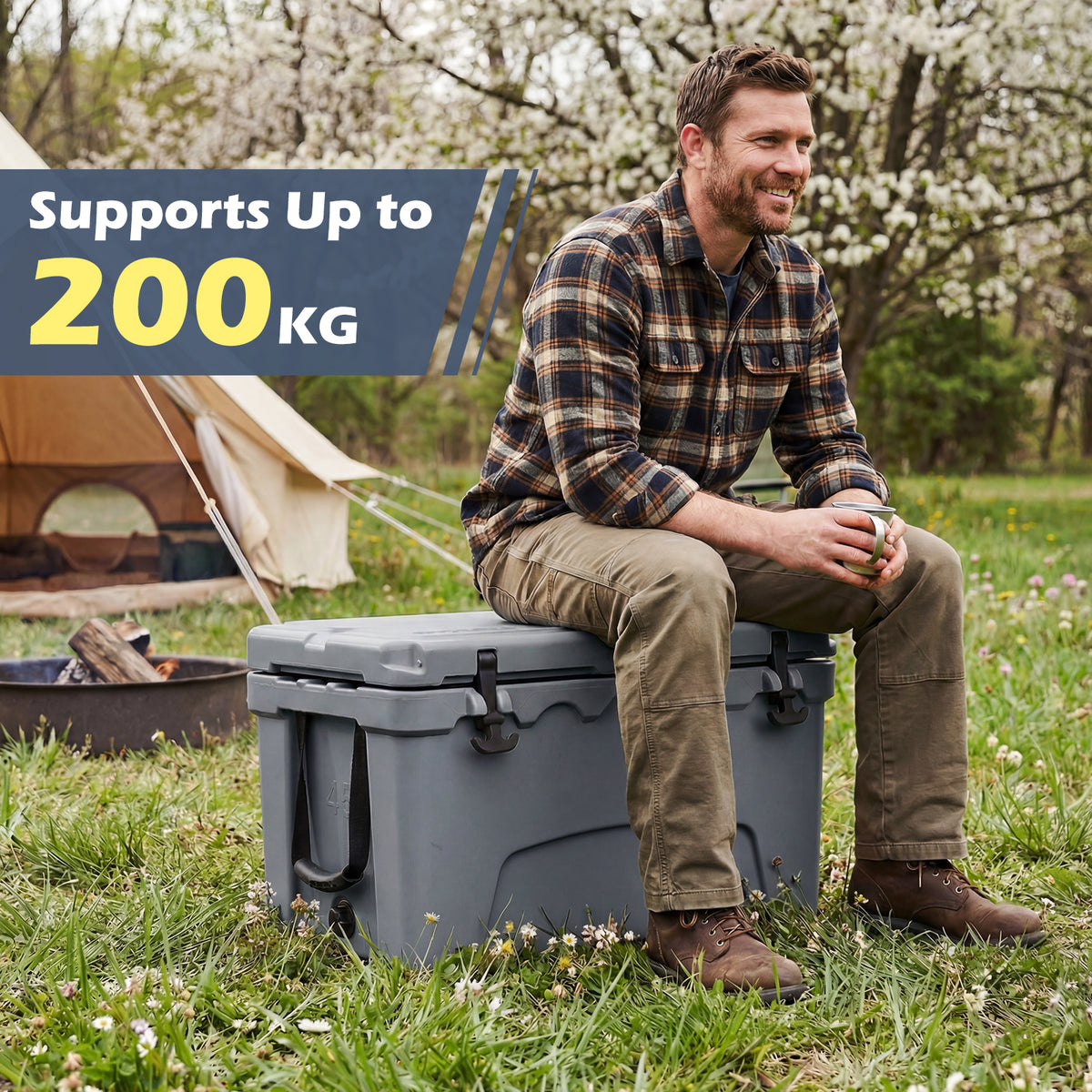 45 Quart Portable Hard Cooler – 6-Day Ice Retention – Gray
