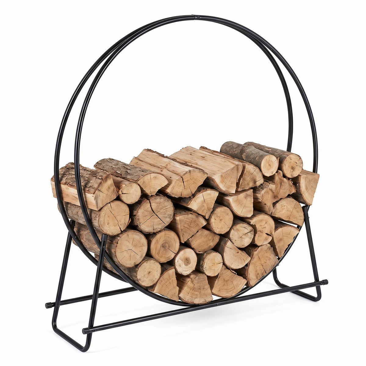45" Round Firewood Rack with Heavy-Duty Metal Frame