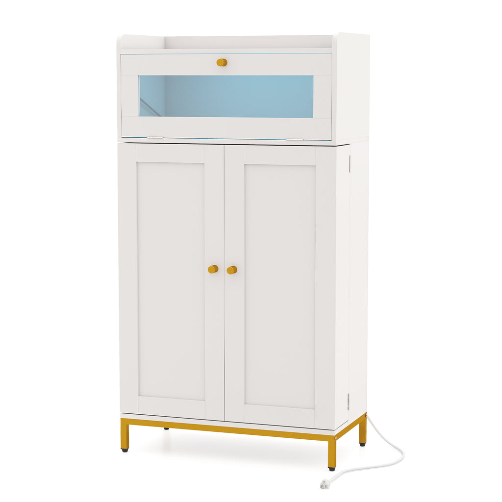 Kitchen Pantry Cabinet Freestanding Food Storage - White