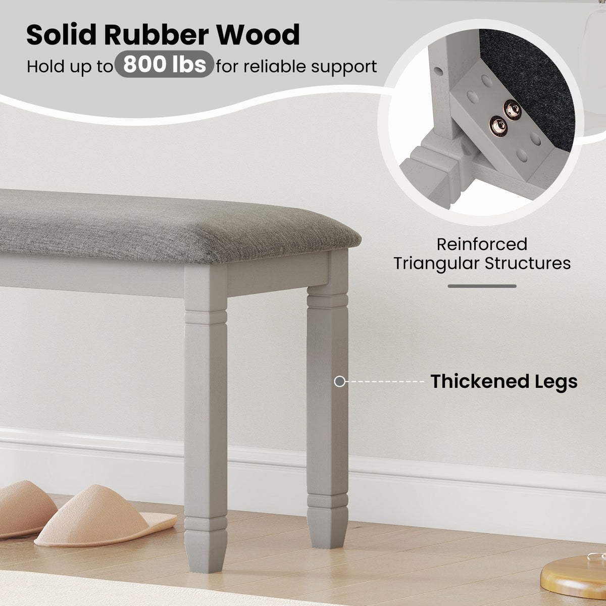 Upholstered Bedroom Bench with Storage, Gray