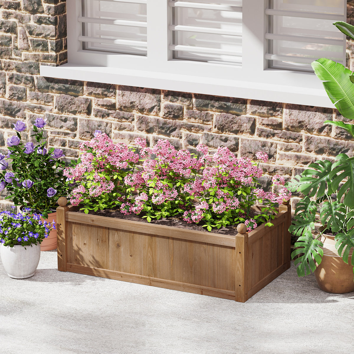 46 x 24 16 Inch Rectangular Planter Box with Drainage Holes for