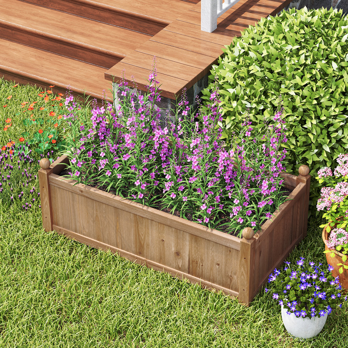46 x 24 16 Inch Rectangular Planter Box with Drainage Holes for