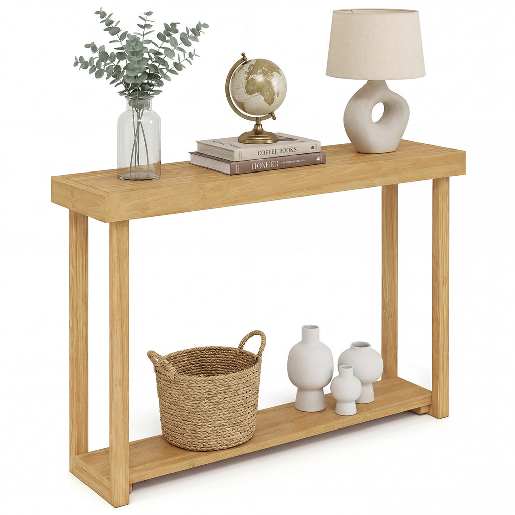 46 Inch Solid Wood Console Table - 2-Tier Farmhouse