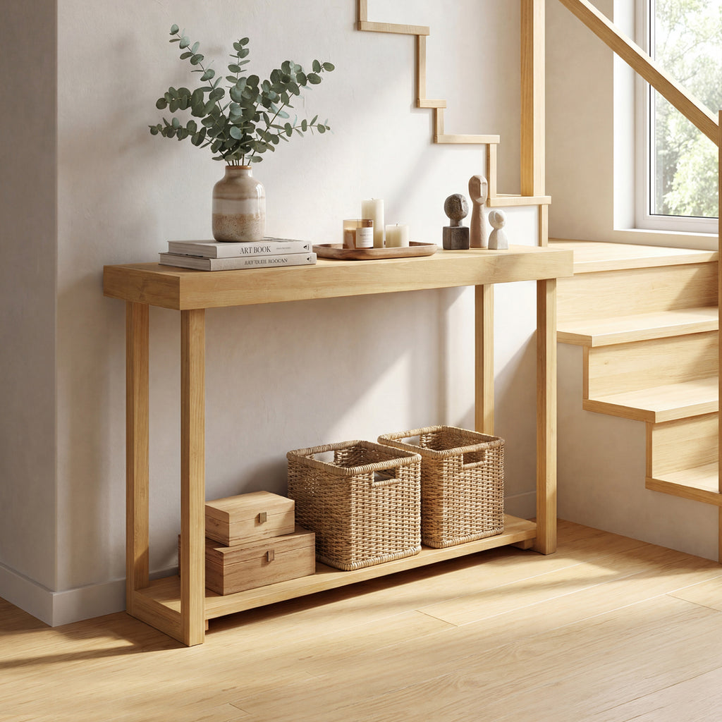 46 Inch Solid Wood Console Table - 2-Tier Farmhouse