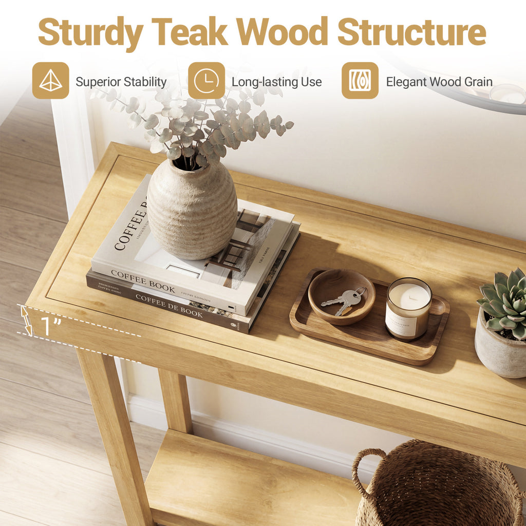46 Inch Solid Wood Console Table - 2-Tier Farmhouse