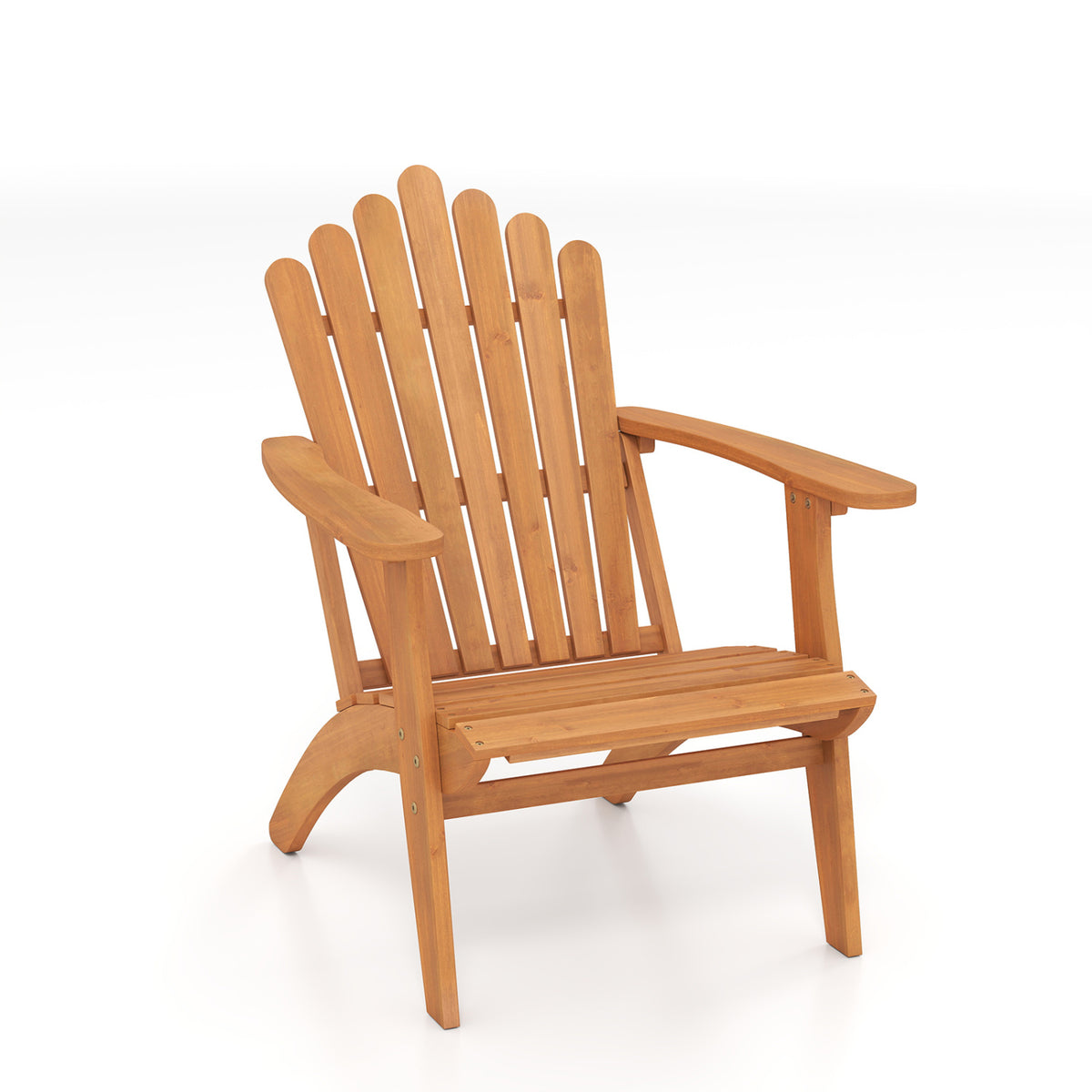 Acacia Wood Adirondack Chair with High Backrest – Natural
