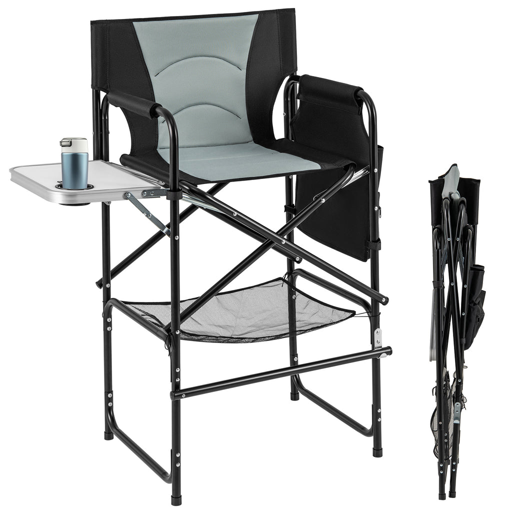 Director's Chair with Footrest & Side Table - Gray