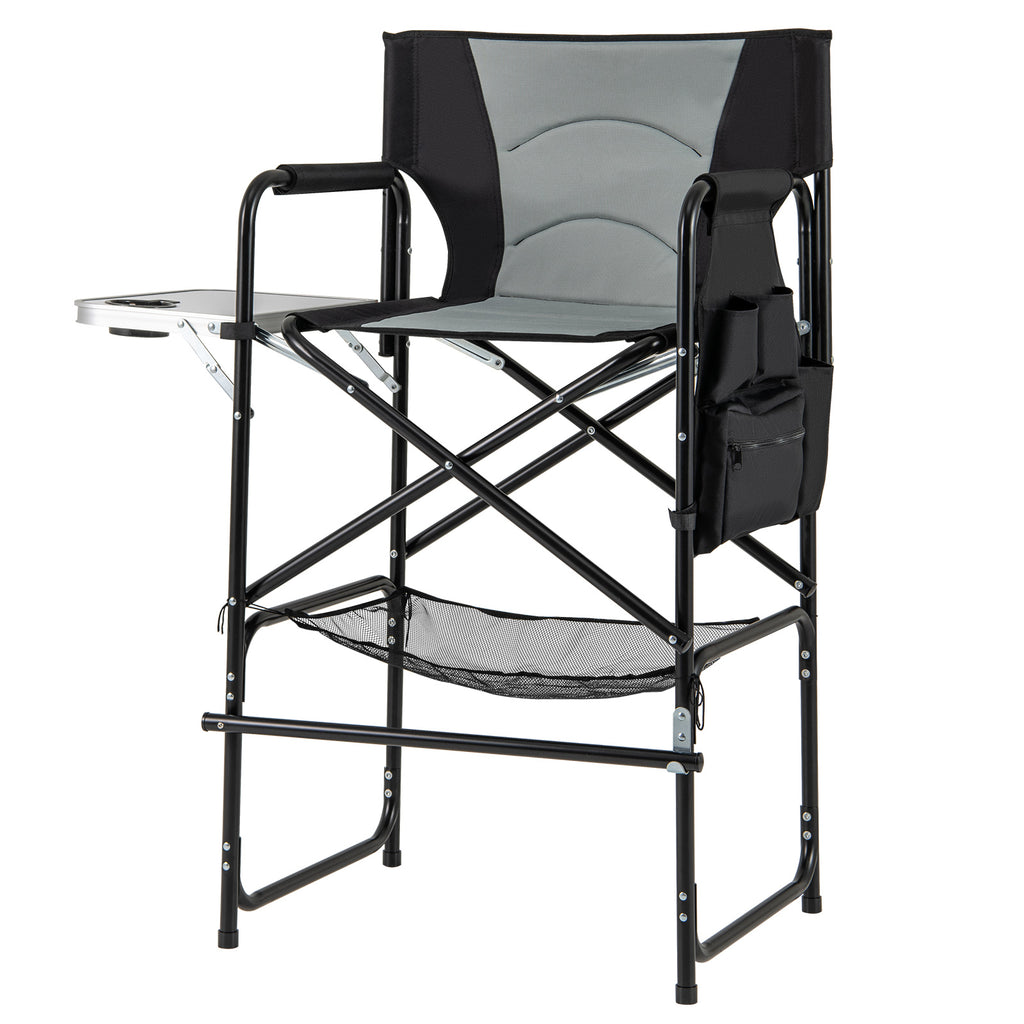 Director's Chair with Footrest & Side Table - Gray