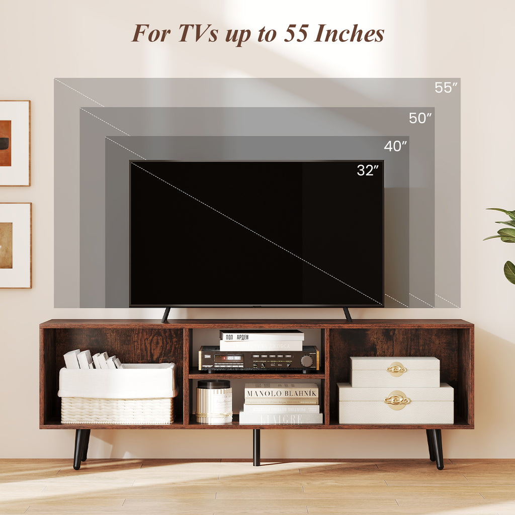 55" TV Stand with Storage Compartments - Rustic Brown