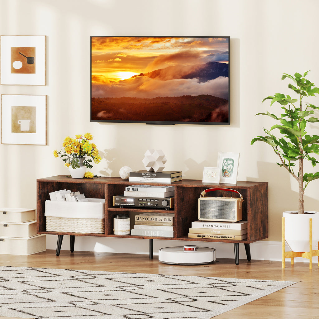 55" TV Stand with Storage Compartments - Rustic Brown