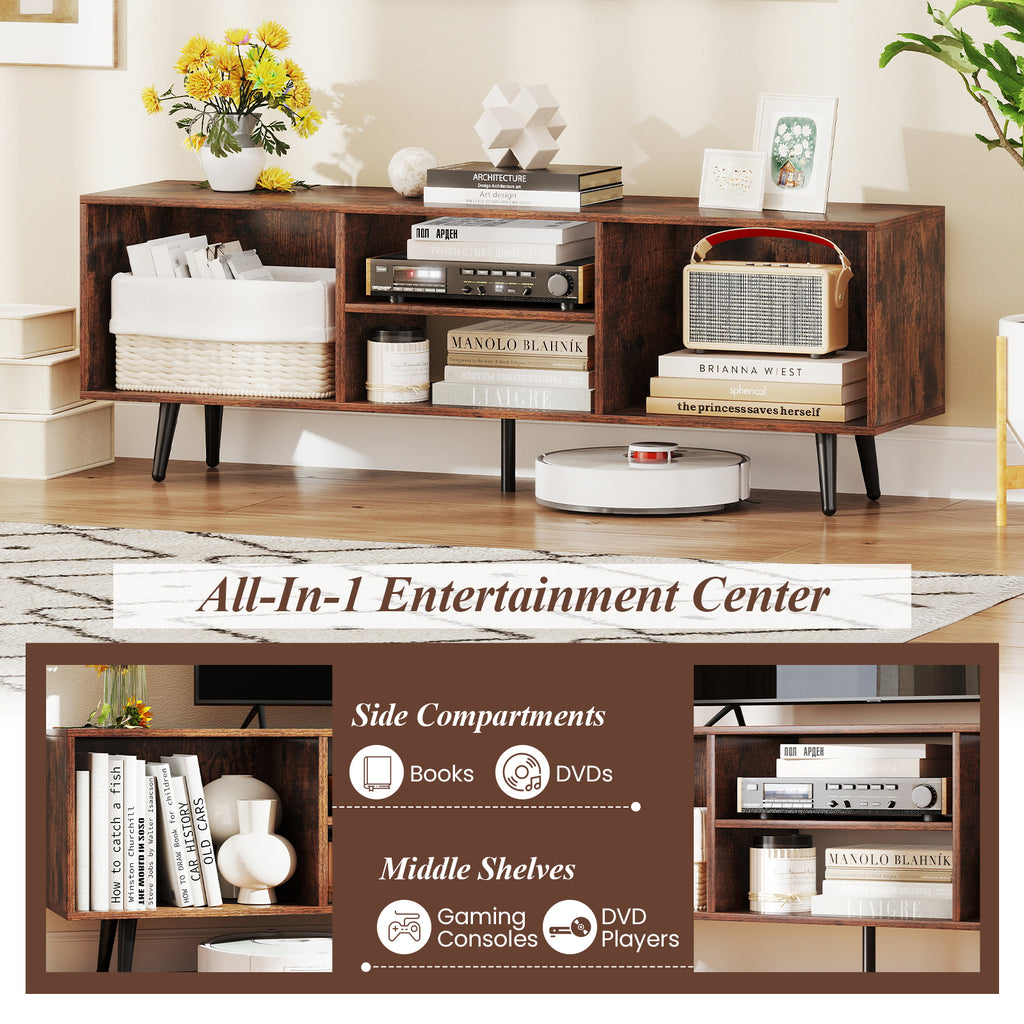 55" TV Stand with Storage Compartments - Rustic Brown