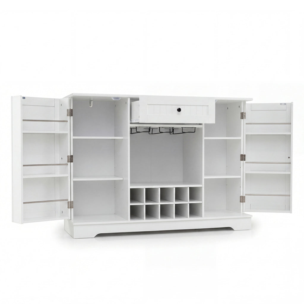 47.2" Sideboard Cabinet with Wine Rack & Storage – White