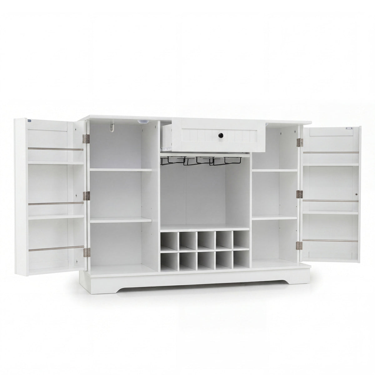 47.2" Sideboard Cabinet with Wine Rack & Storage – White