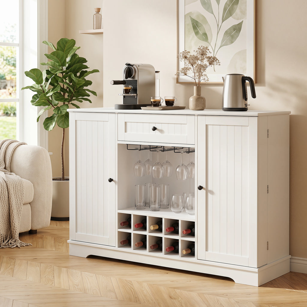 47.2" Sideboard Cabinet with Wine Rack & Storage – White