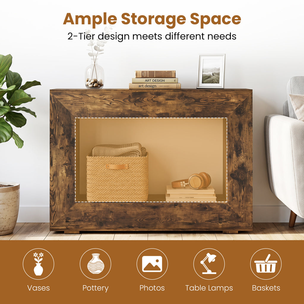47" Farmhouse Console Table with Storage Shelf - Rustic Brown