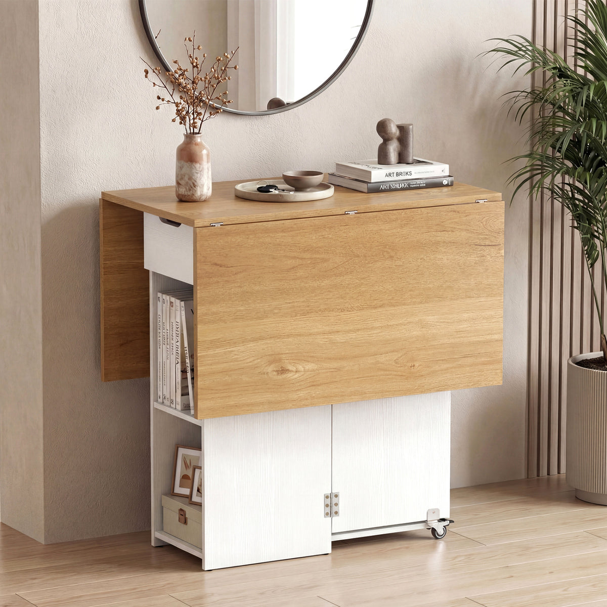 47 Inch Extendable Dining Table with Storage, White
