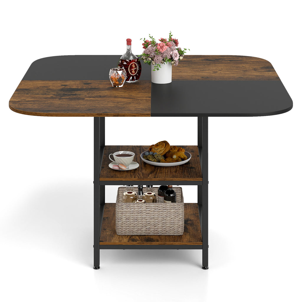 47.5 Inch Dining Table with Mix-Colored Tabletop - Rustic Brown