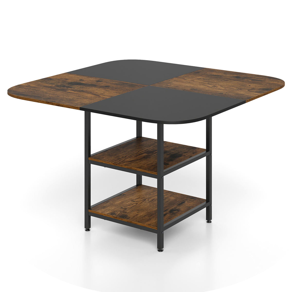 47.5 Inch Dining Table with Mix-Colored Tabletop - Rustic Brown