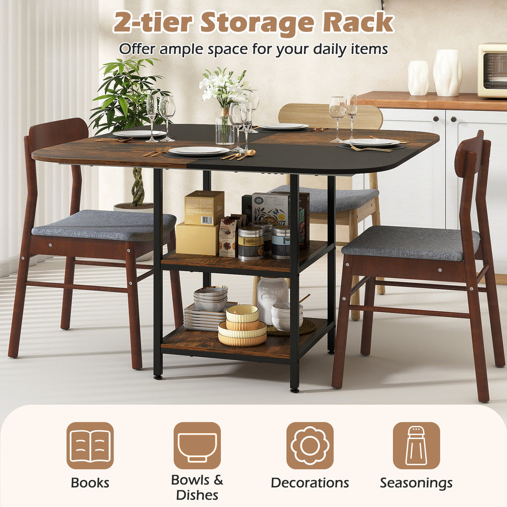 47.5 Inch Dining Table with Mix-Colored Tabletop - Rustic Brown