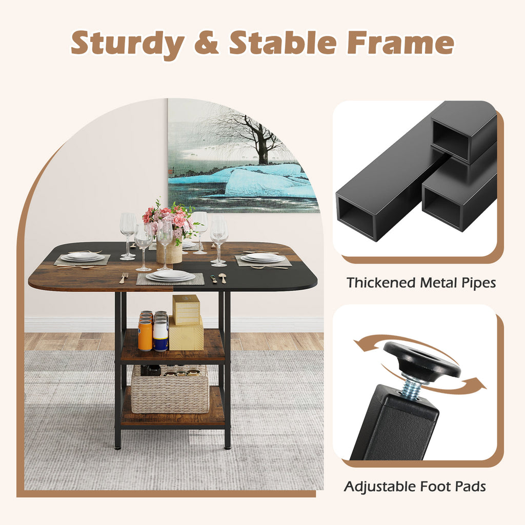 47.5 Inch Dining Table with Mix-Colored Tabletop - Rustic Brown