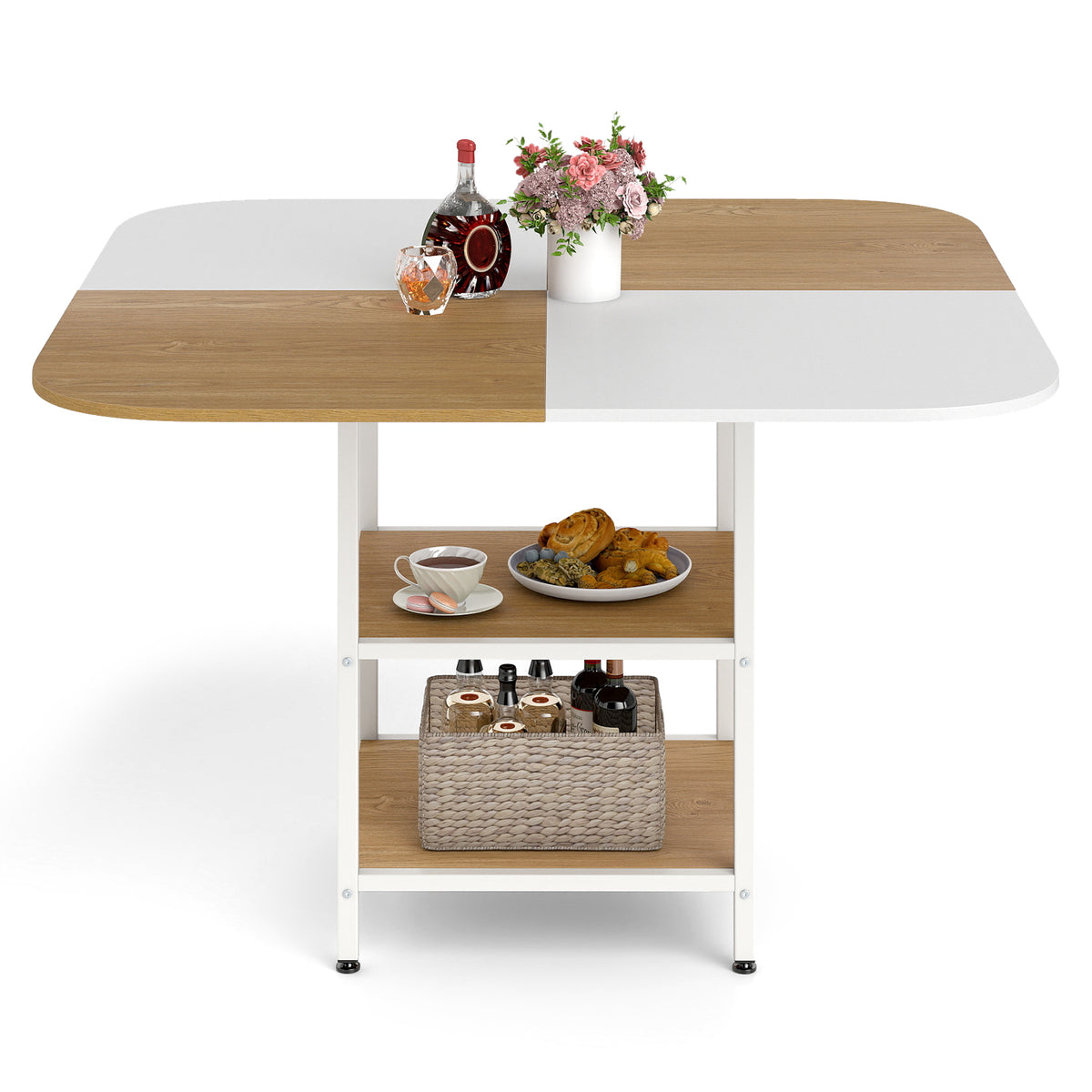 47.5 Inch Dining Table with Mix-Colored Tabletop - Rustic Brown