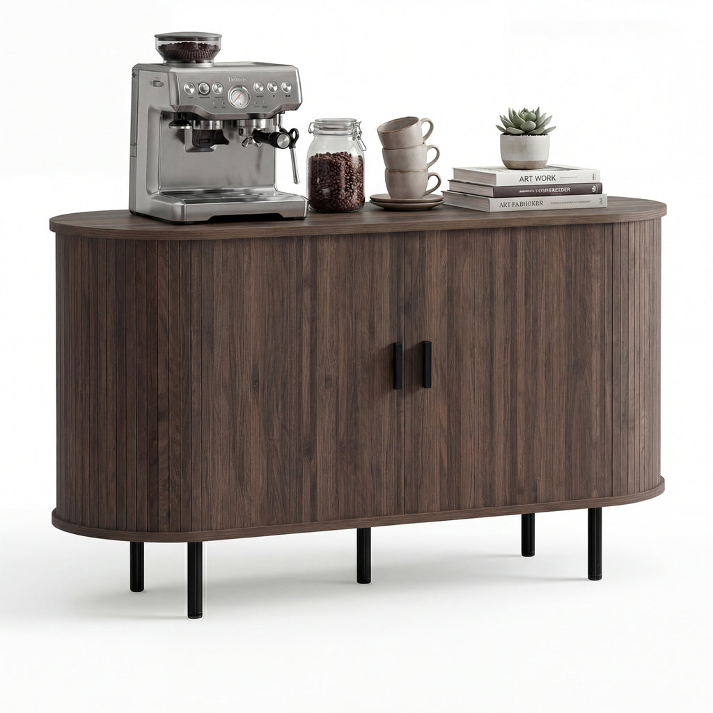 47 Inch Fluted Sideboard with Sliding Doors - Gray
