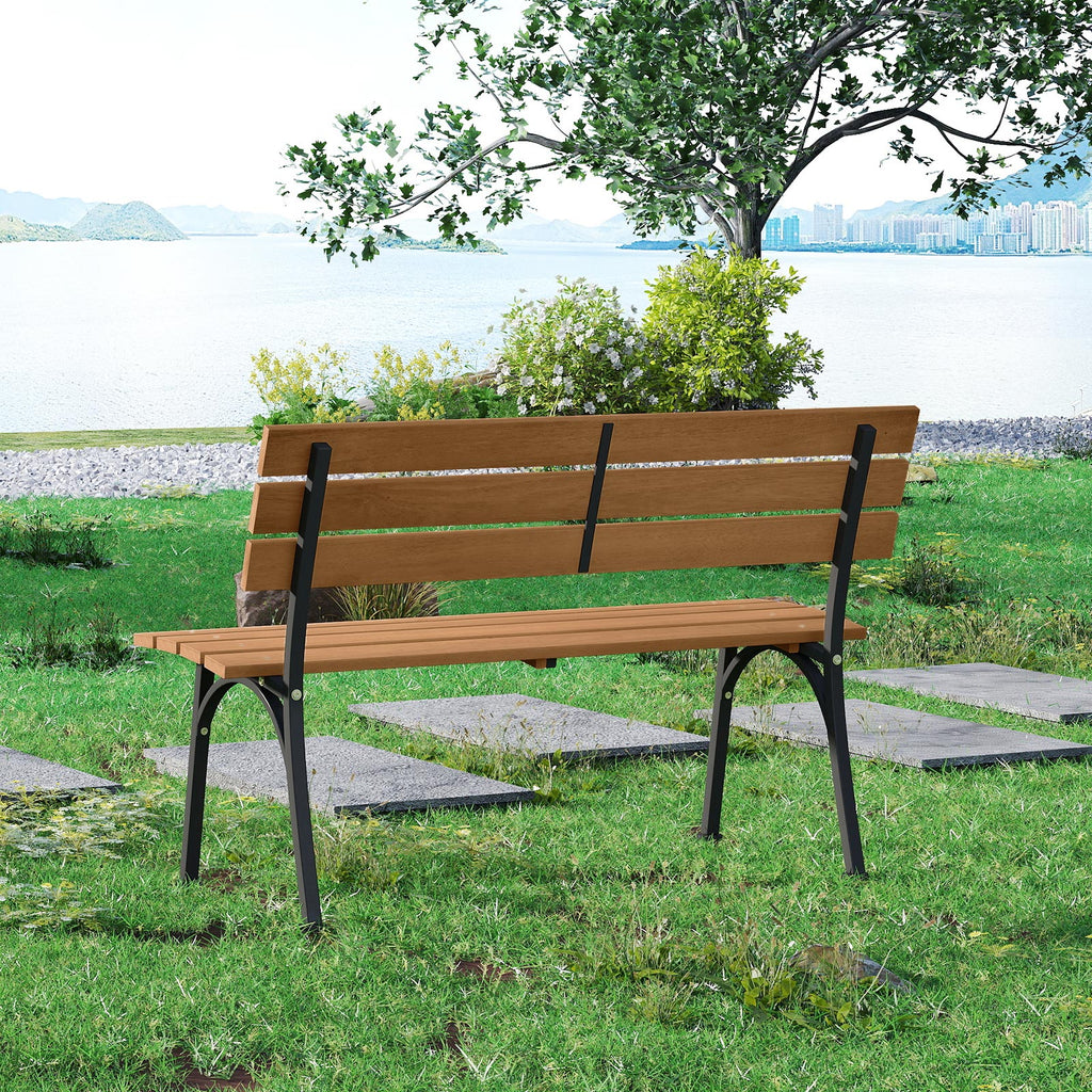 47 Inch Outdoor Acacia Wood Bench with Metal Frame