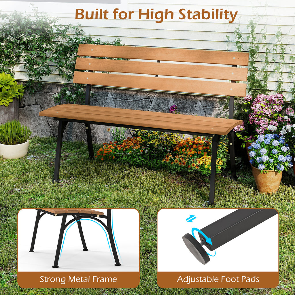 47 Inch Outdoor Acacia Wood Bench with Metal Frame