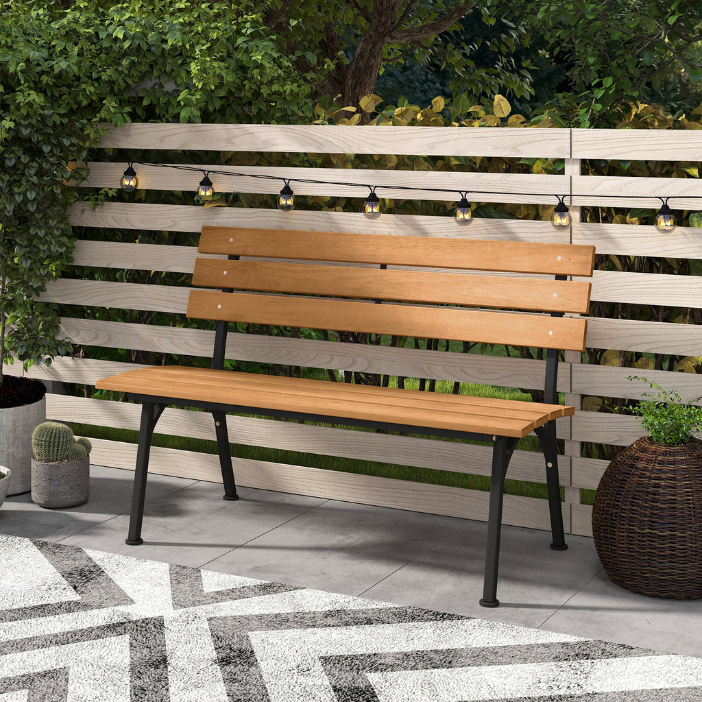 47 Inch Outdoor Acacia Wood Bench with Metal Frame