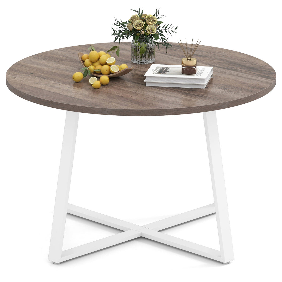 47 Inch Round Dining Table with X-Shaped Base - Natural