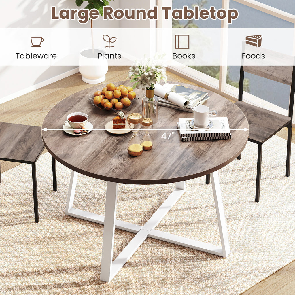 47 Inch Round Dining Table with X-Shaped Base - Natural