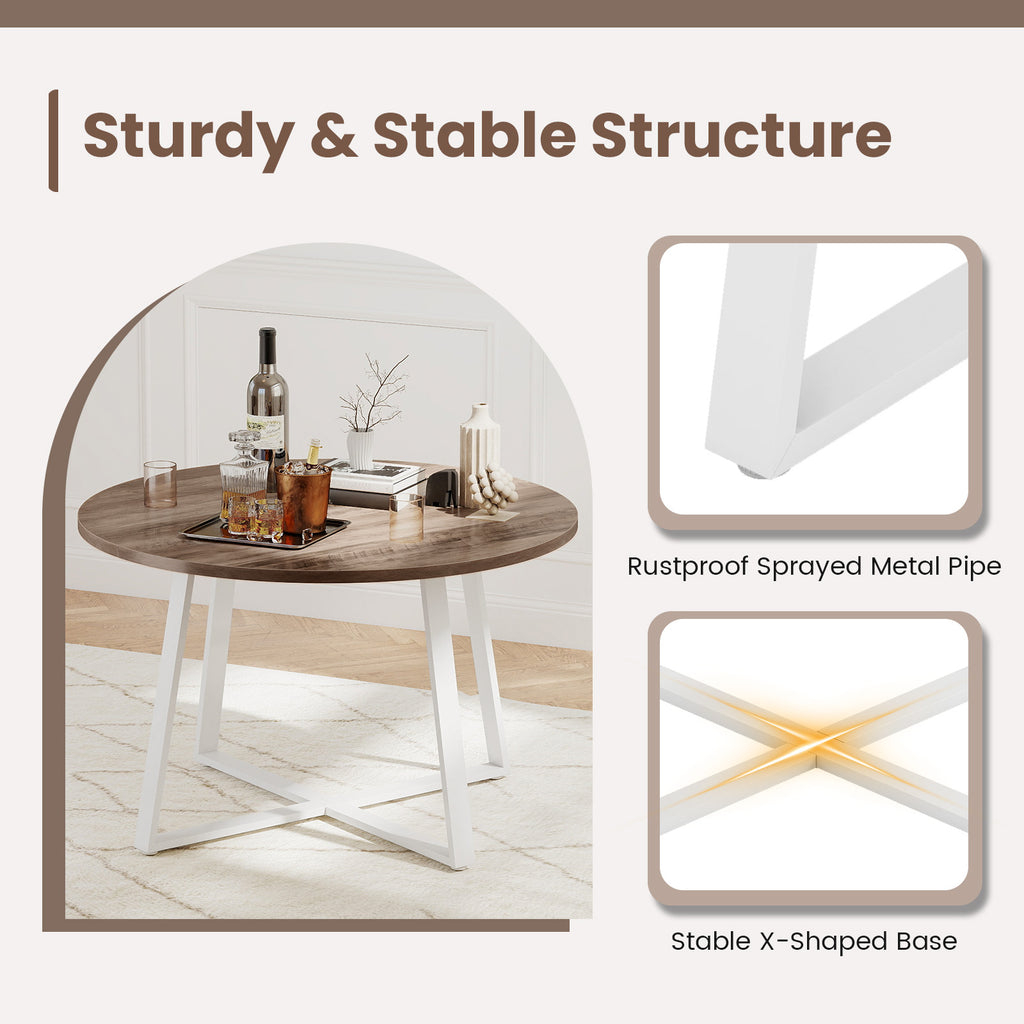 47 Inch Round Dining Table with X-Shaped Base - Natural