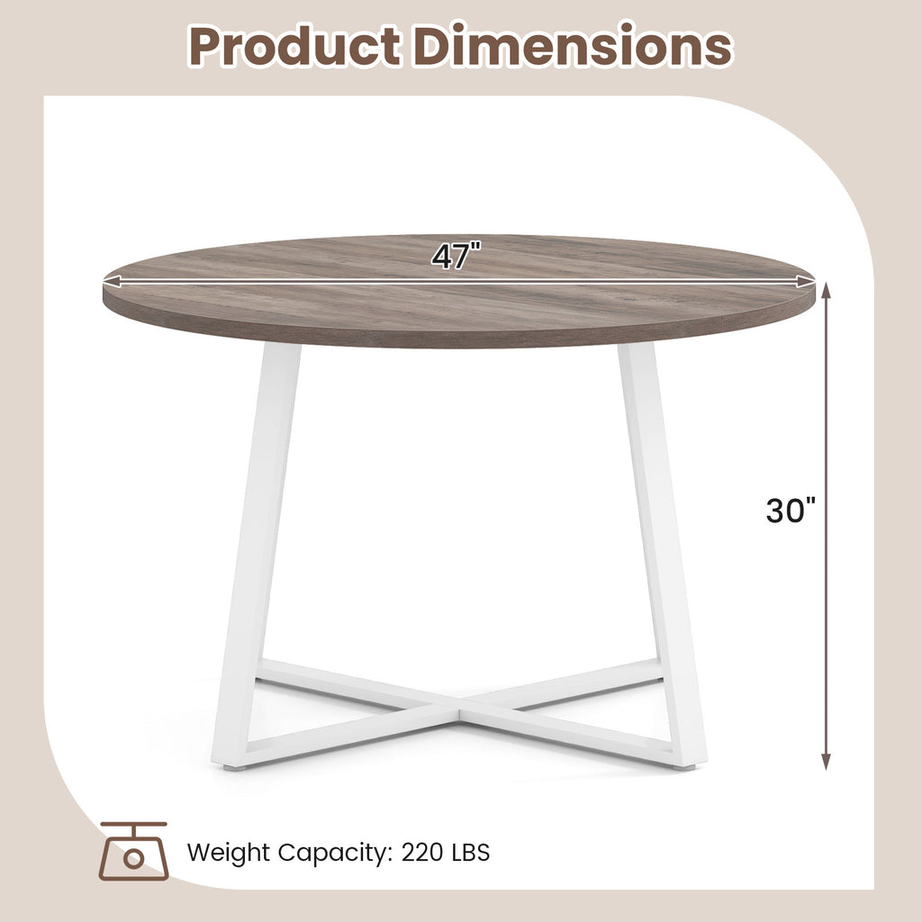 47 Inch Round Dining Table with X-Shaped Base - Natural