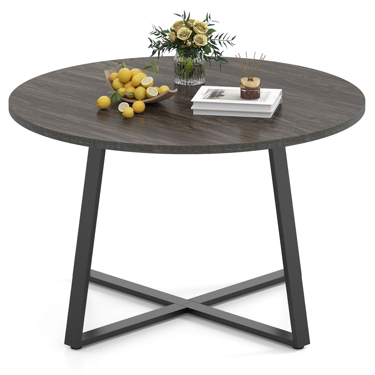 47 Inch Round Dining Table with X-Shaped Base - Natural