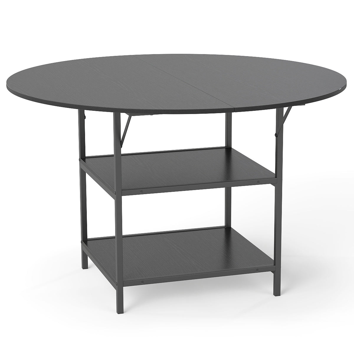 47 Inch Round Dining Table with Storage - Black