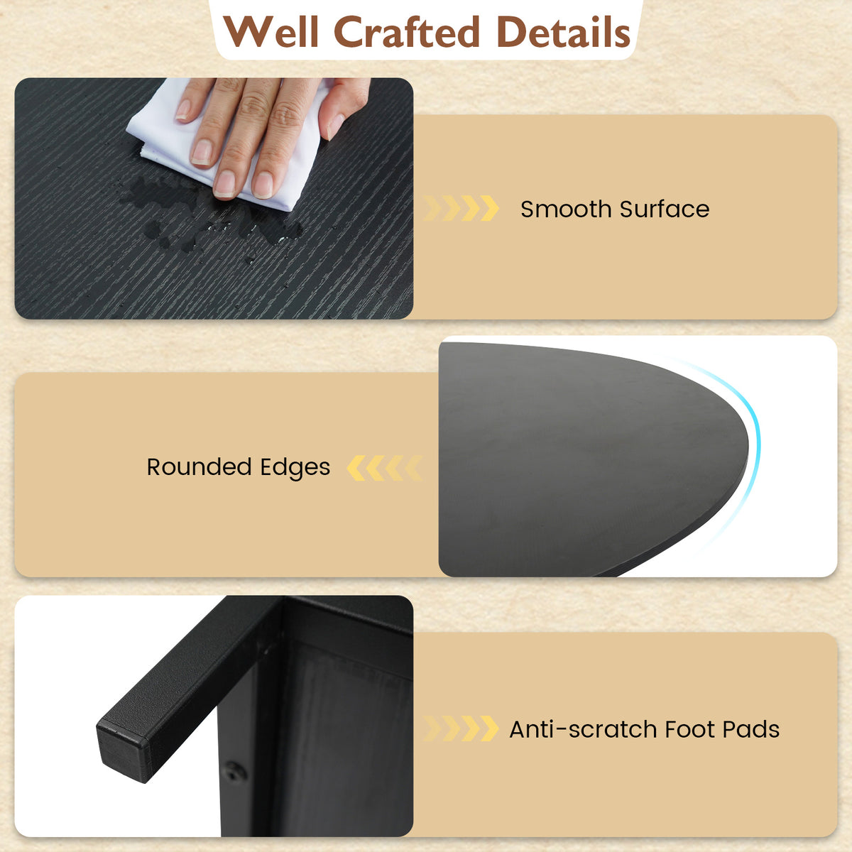 47 Inch Round Dining Table with Storage - Black