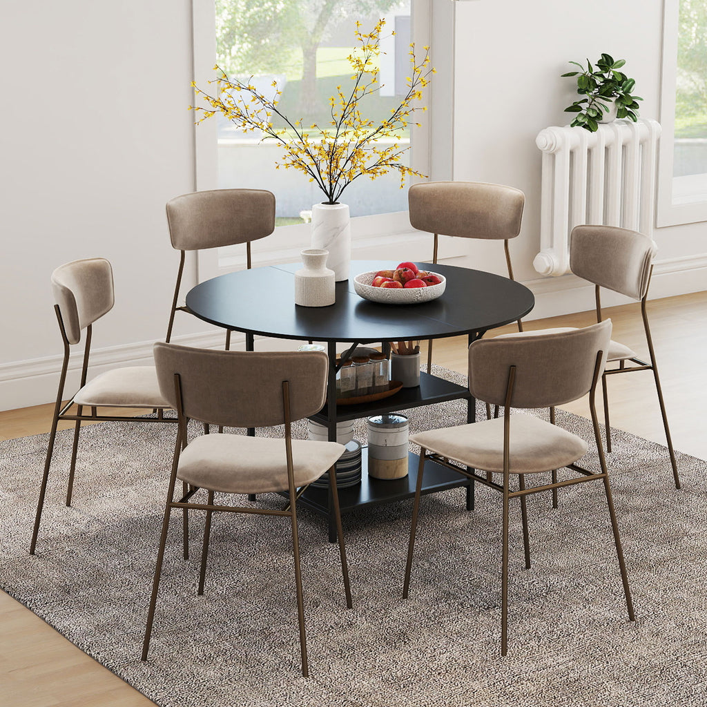 47 Inch Round Dining Table with Storage - Black