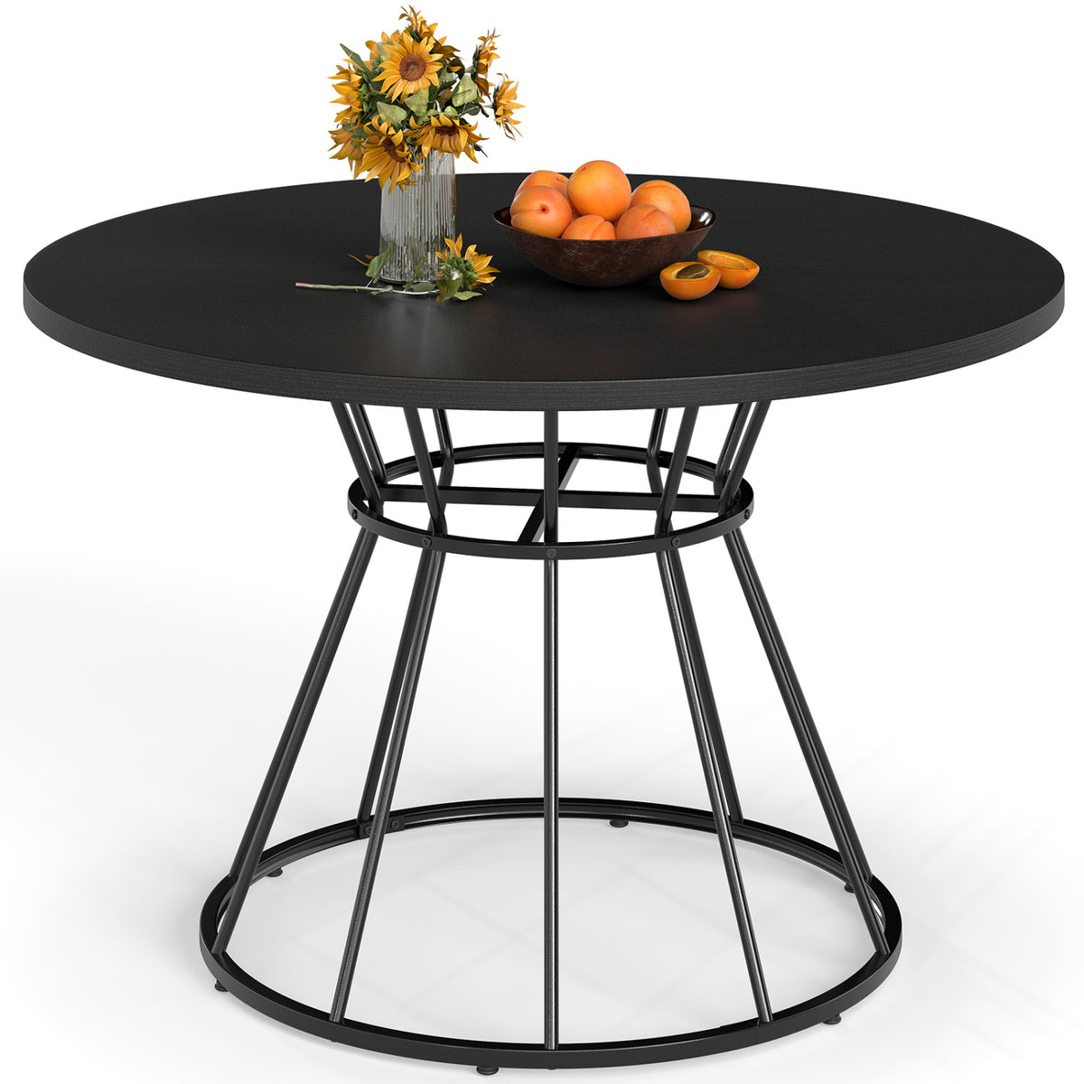 47-Inch Round Dining Table for 4 - Black