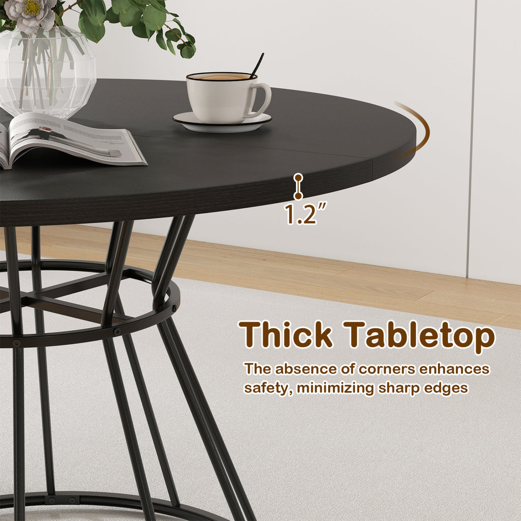47-Inch Round Dining Table for 4 - Black