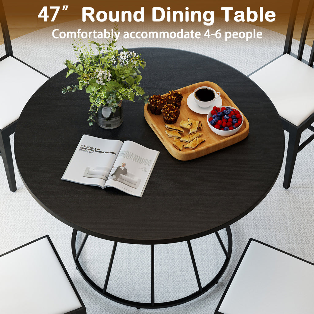 47-Inch Round Dining Table for 4 - Black