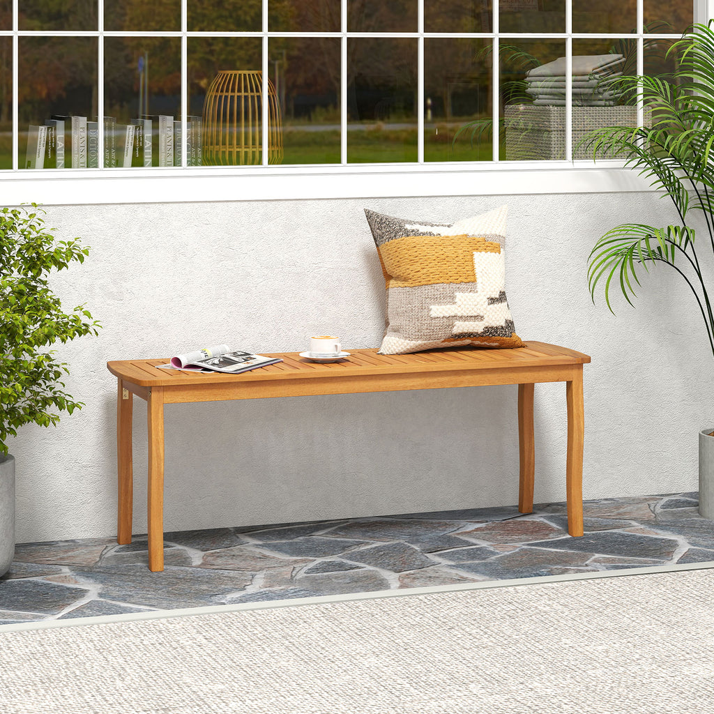 Acacia Wood Outdoor 48" Long Patio Dining Bench