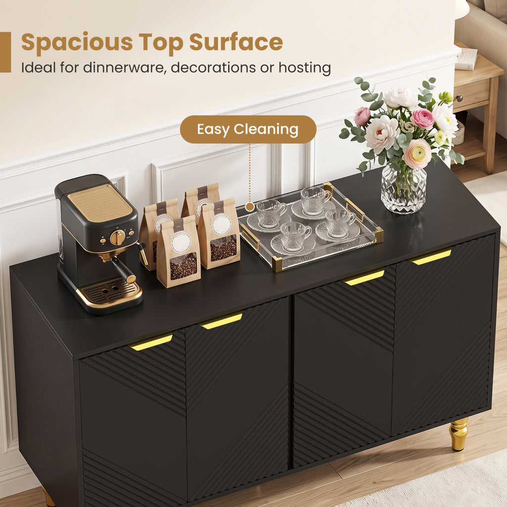 47" Sideboard Buffet Cabinet with Chevron Fluted Doors - Black