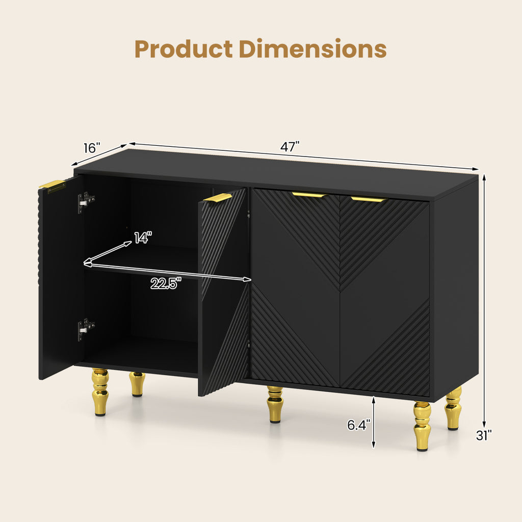 47" Sideboard Buffet Cabinet with Chevron Doors - Black