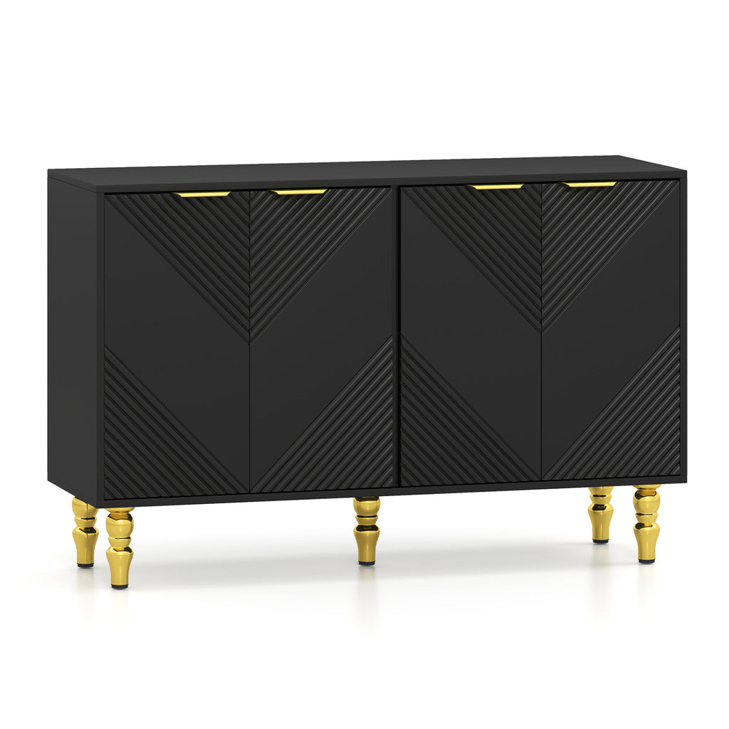47" Sideboard Buffet Cabinet with Chevron Fluted Doors - Black