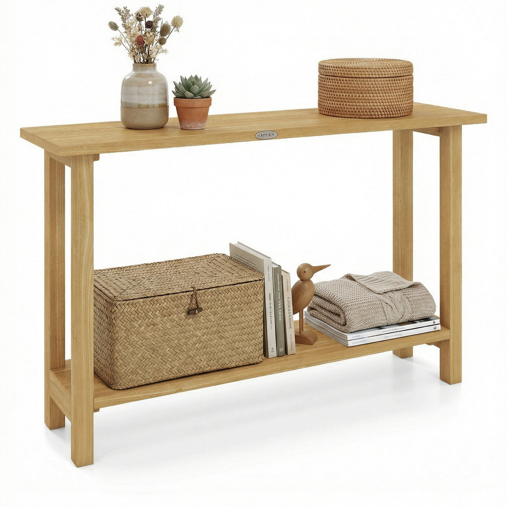 47 Inch Solid Wood Console Table with Storage Shelf