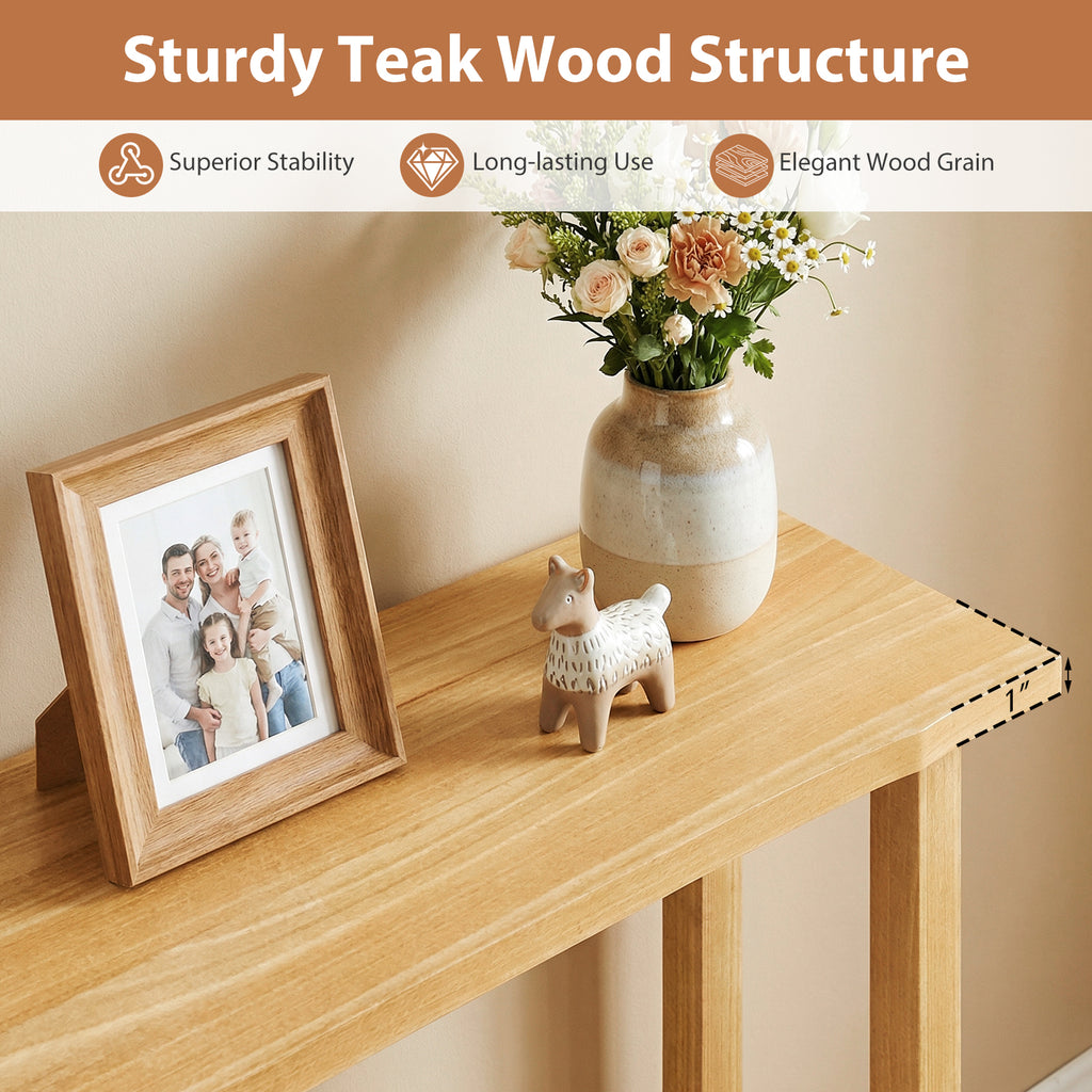 47 Inch Solid Wood Console Table with Storage Shelf