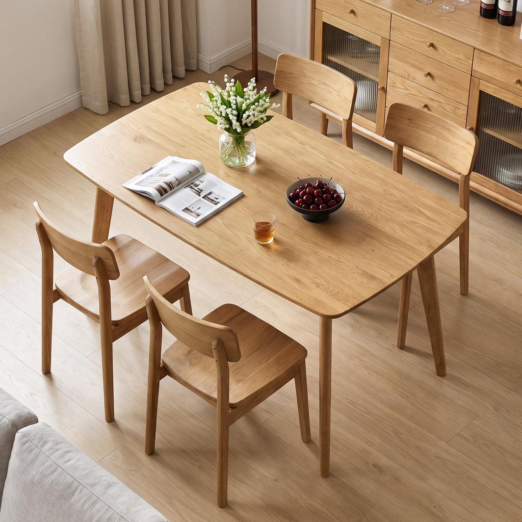 47 Inch Solid Wood Dining Table for 4 People, Natural