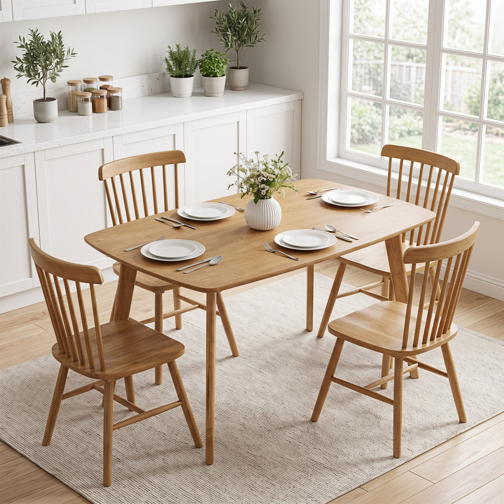 47 Inch Solid Wood Dining Table for 4 People, Natural
