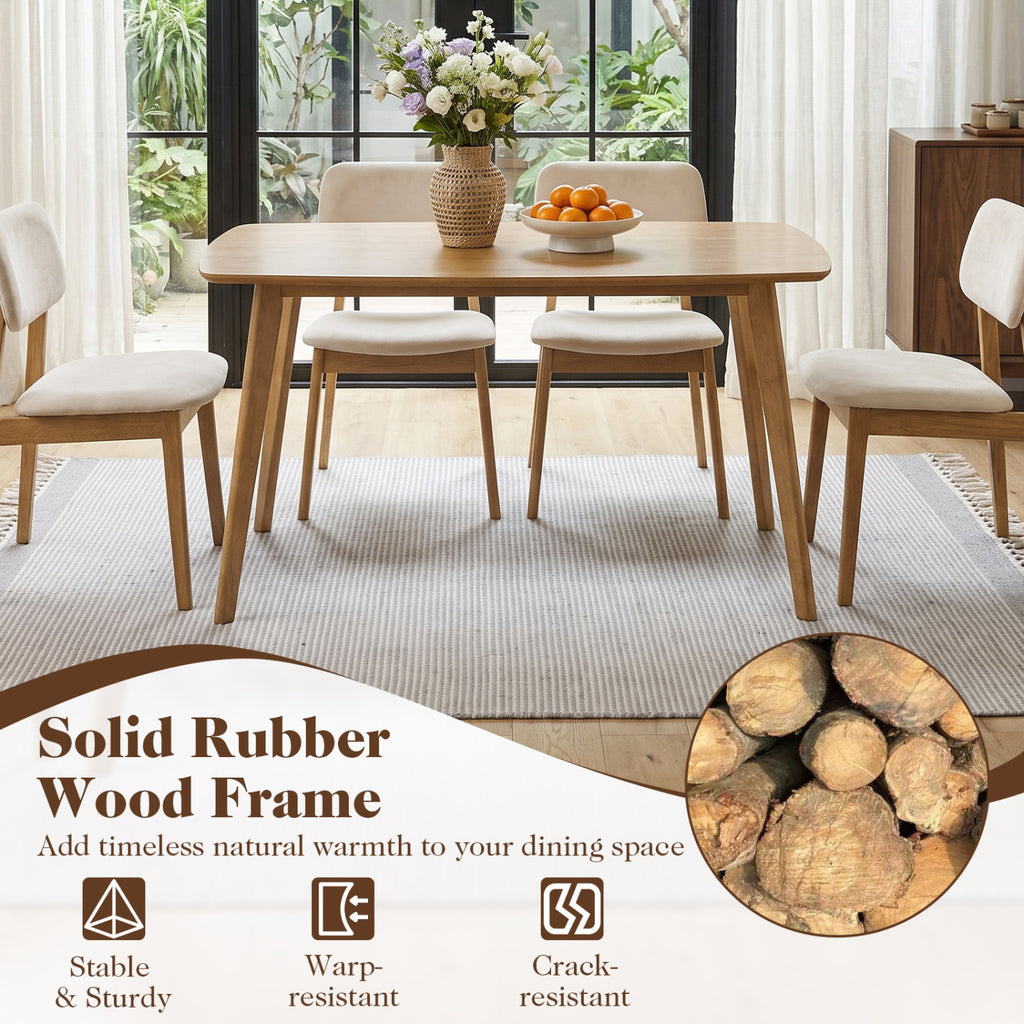47 Inch Solid Wood Dining Table for 4 People, Natural