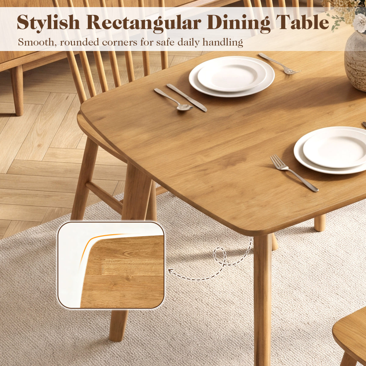 47 Inch Solid Wood Dining Table for 4 People, Natural